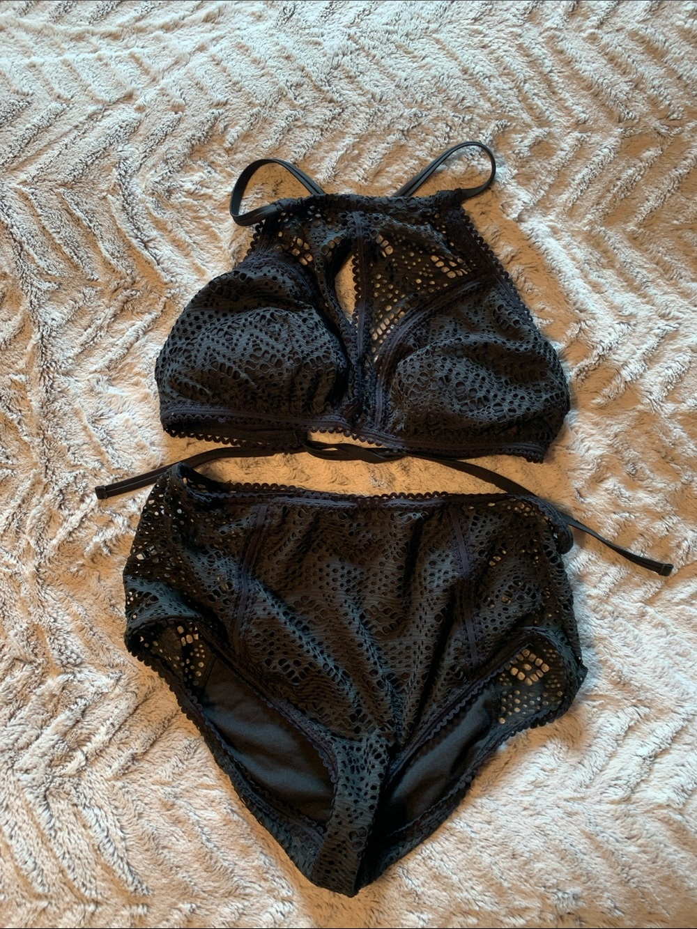 Adore Me Black Crochet Bralette Bikini Set